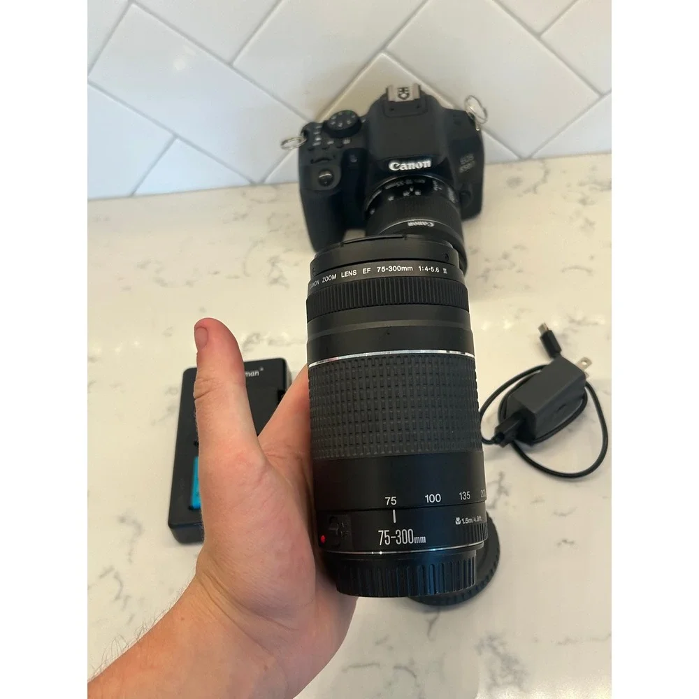 Canon EOS 850D DSLR Camera Bundle with 18-55mm and 75-300mm Lenses Black